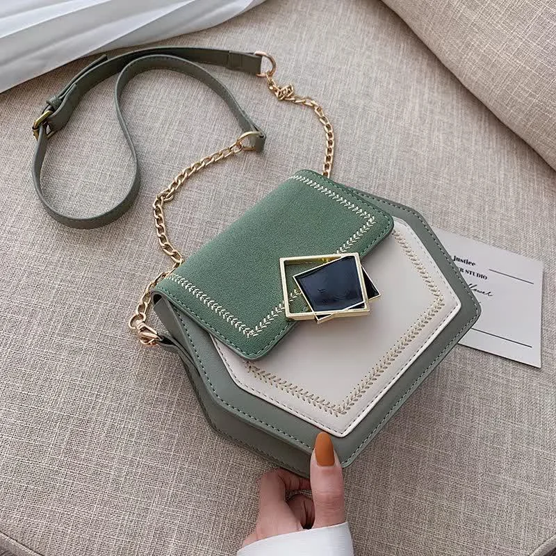 Women's two-tone green and white shoulder bag Women's two-tone green and white shoulder bag
