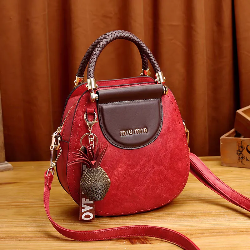 Red genuine leather women's handbag Red genuine leather women's handbag