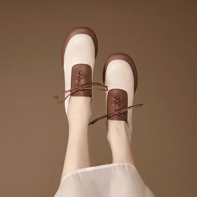 Stylish two-tone women's leather heeled lace-up shoes price