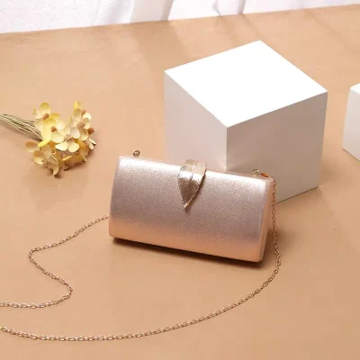 Women's Elegant Rose Gold Leather Handheld and Shoulder Bag