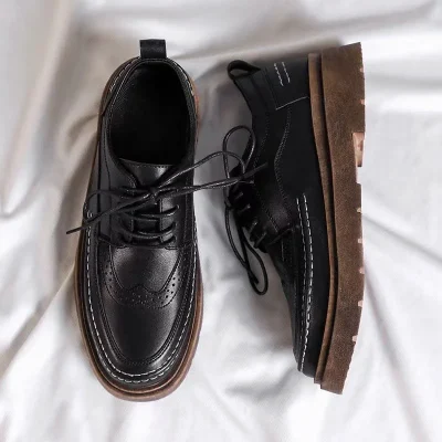 Stylish black men's sporty lace-up imported shoes