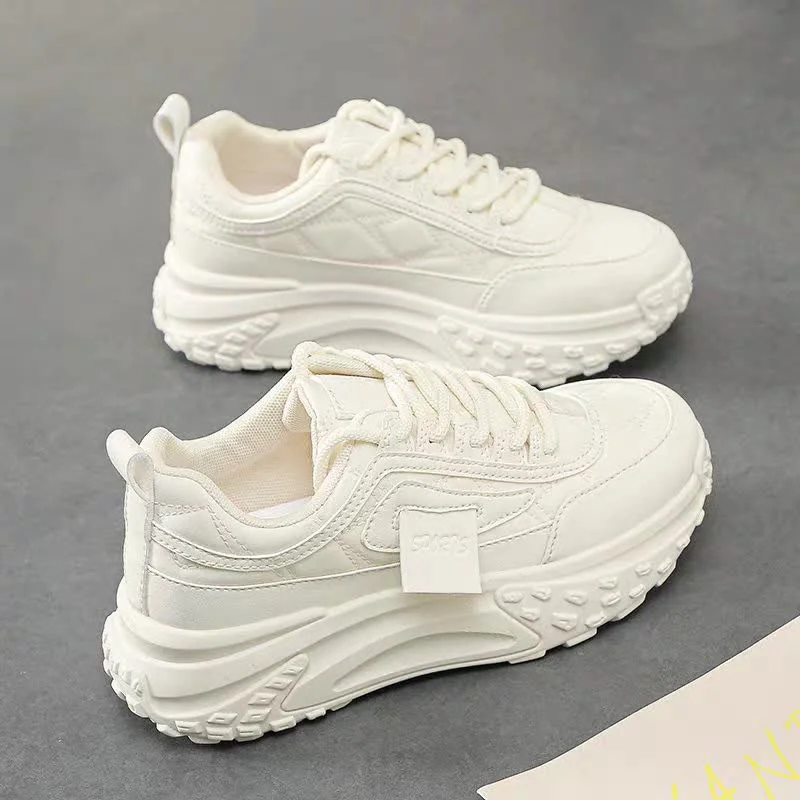 Women's White Lace-Up Sneakers Women's White Lace-Up Sneakers