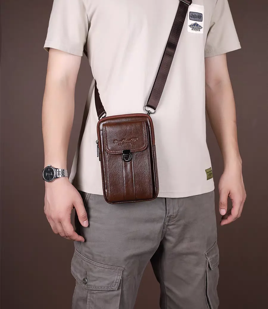 Trendy brown leather men's shoulder bag Trendy Brown Leather Men's Shoulder Bag