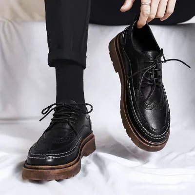 Price and purchase of imported men's black leather shoes