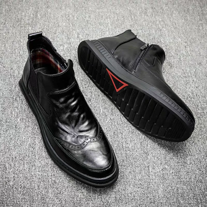 Men's black leather imported ankle boots for sale Men's black leather imported ankle boots for sale