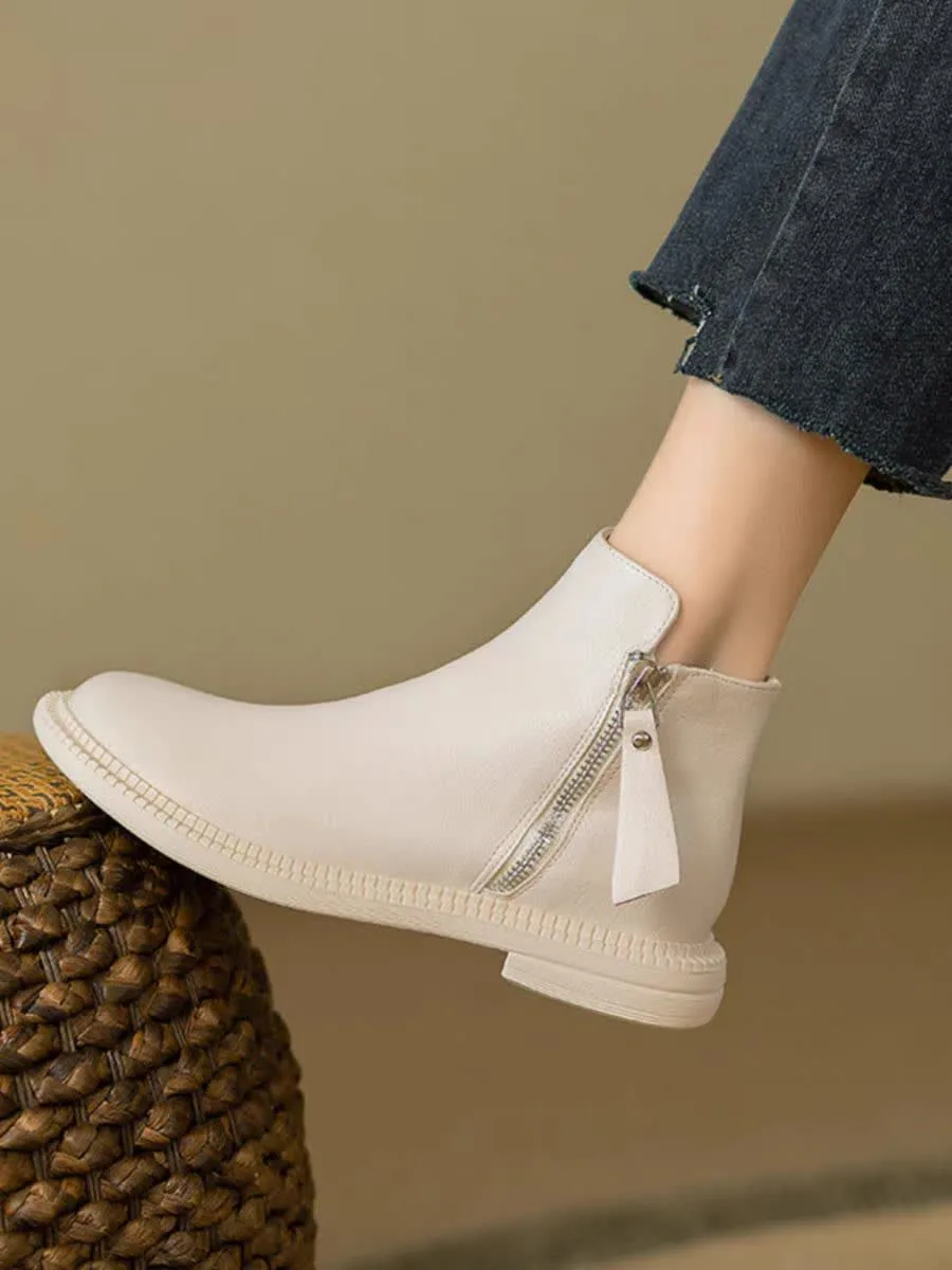 White women's leather ankle boots Women's white leather ankle boots