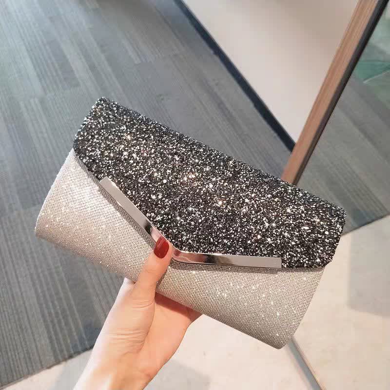 Women's evening bag in two-tone black and silver Women's two-tone black and silver evening bag purchase