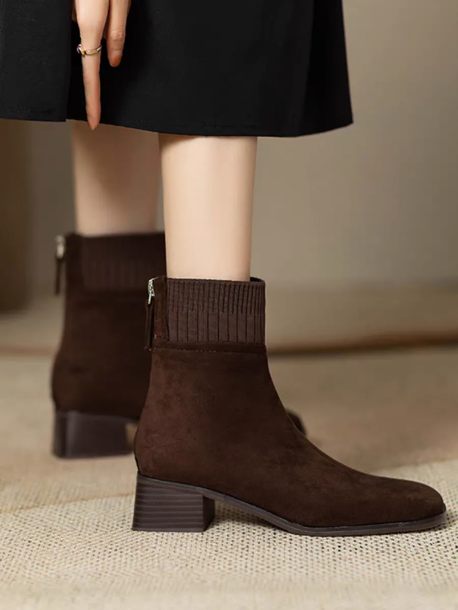 Women's suede ankle boots with zipper
