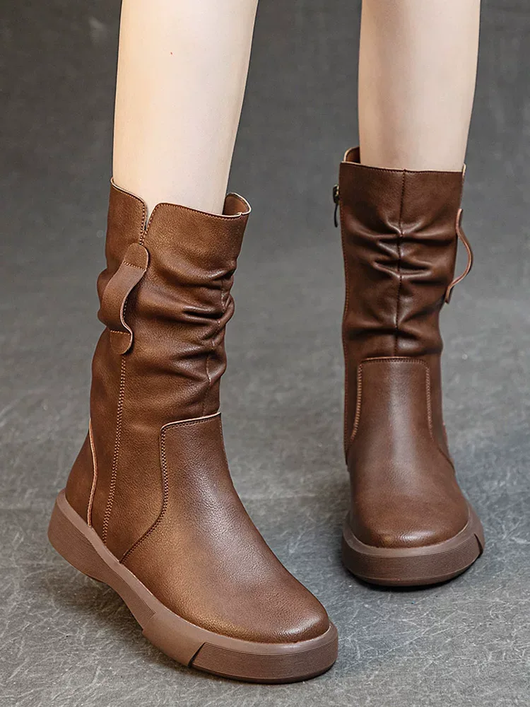 Original women's brown leather boots with zipper for sale Original women's brown leather boots with zipper for sale