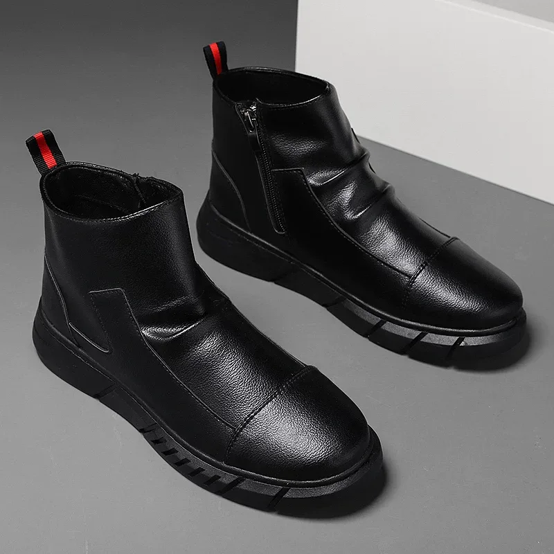 Simple black men's zip-up ankle boots Simple black men's zip-up ankle boots