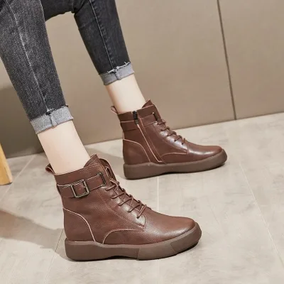 Trendy brown women's ankle boots