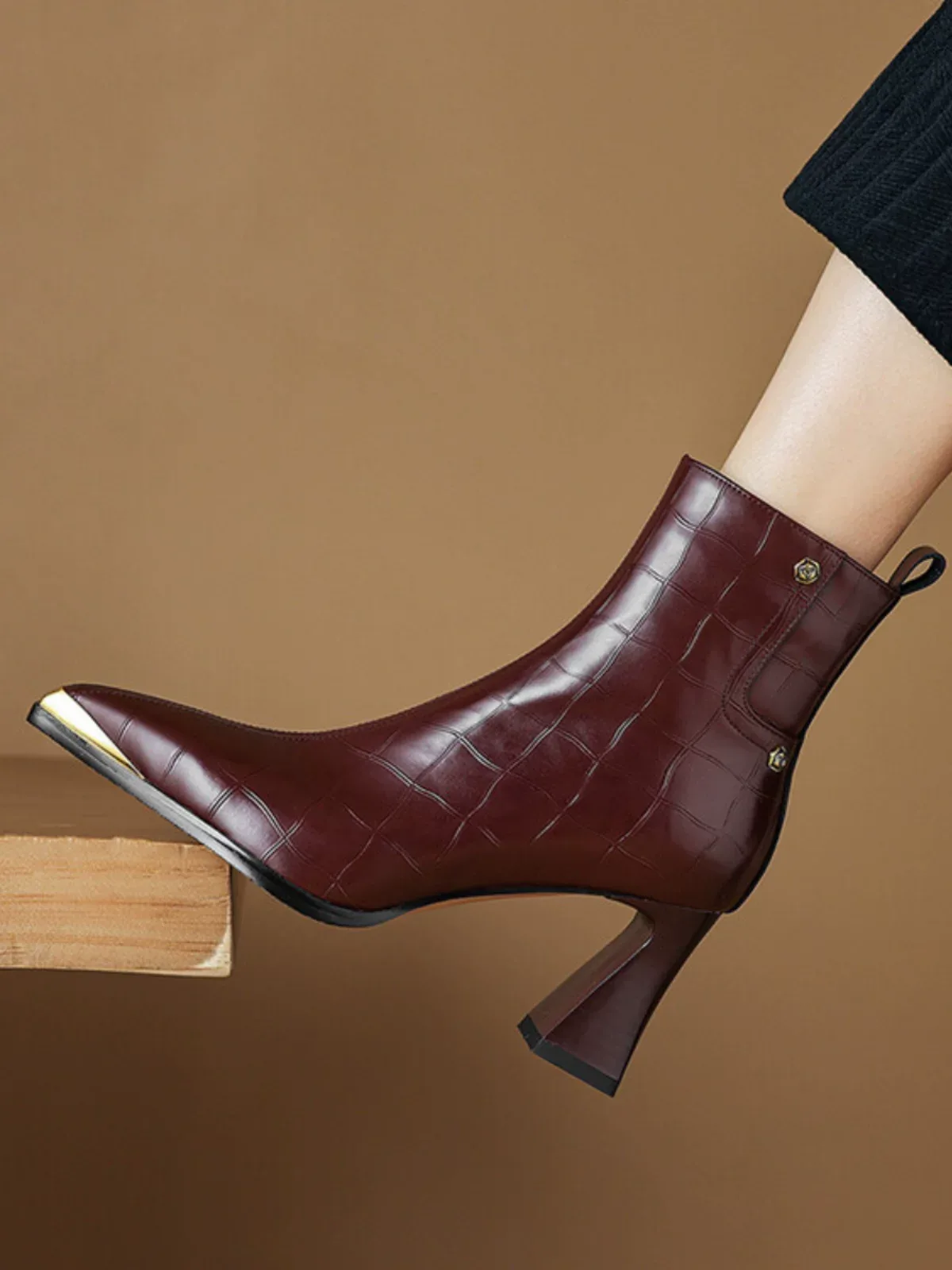 Genuine leather women's cherry ankle boots - original Women's genuine leather cherry ankle boots