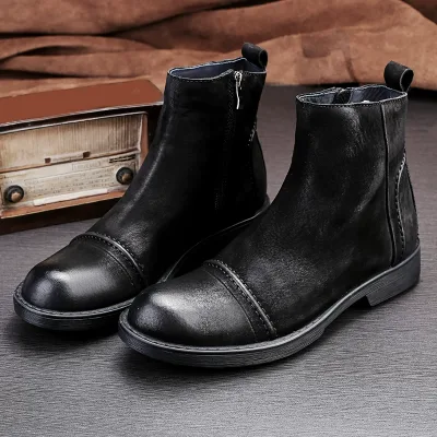 Price of genuine men's black side-zip ankle boots