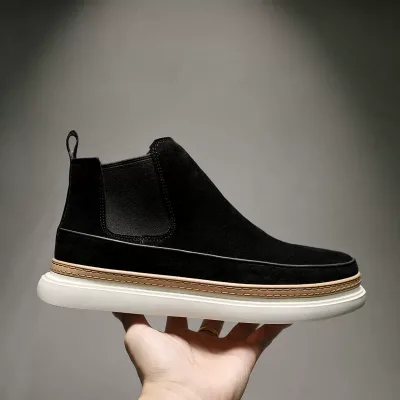 Price of men's black suede ankle boots (foreign)