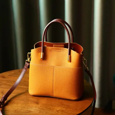 Photo of a women's leather handbag and shoulder bag, trendy for the season