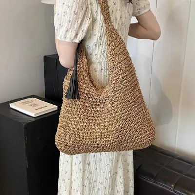 Original women's straw handbag photo