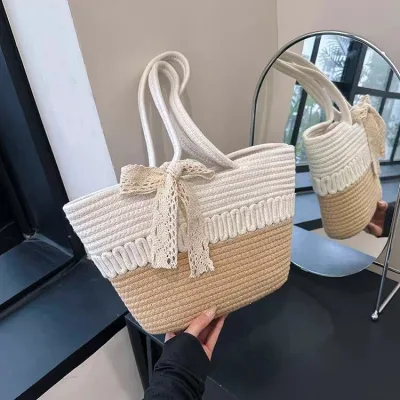 Women's trendy external canvas shoulder bag photo