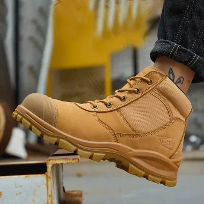 Men's Genuine Leather Safety Shoes with Laces