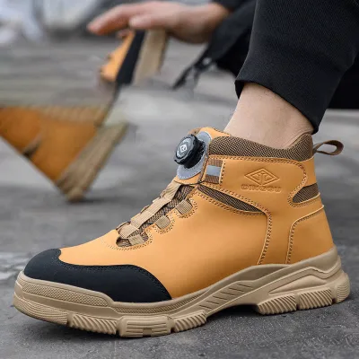 Men's genuine safety brown shoes purchase