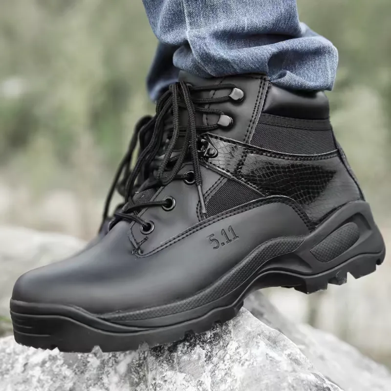 Photo of an authentic men's ankle boot model Photo of an original men's ankle boot model