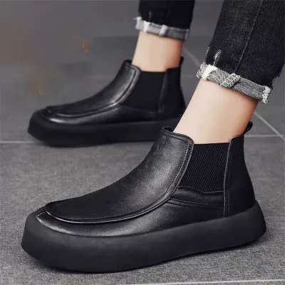 Photo of genuine women's leather Chelsea ankle boots