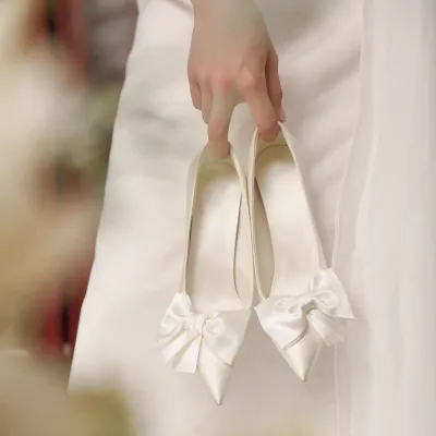Price of imported white wedding shoes with stiletto heels
