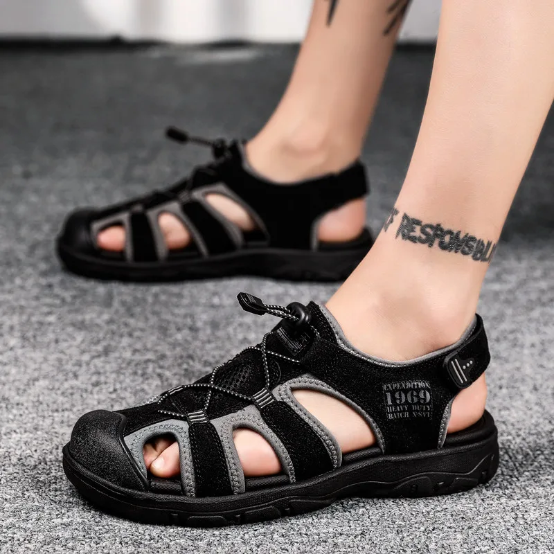 Men's genuine black summer shoes purchase Men's genuine black summer shoes purchase