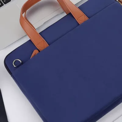 Price of navy blue laptop bag with leather handle for women and men (foreign)