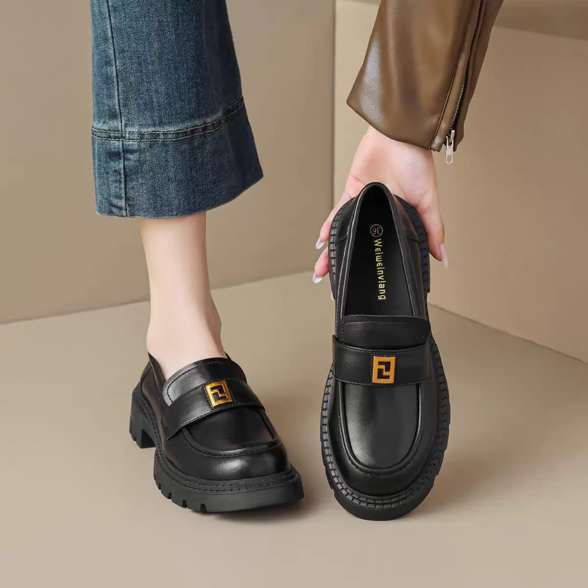 Price of women's and girls' black leather loafers Price of women's and girls' black leather loafers