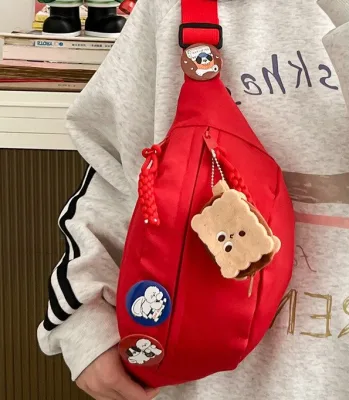 Imported women's and girls' red crossbody bag photo