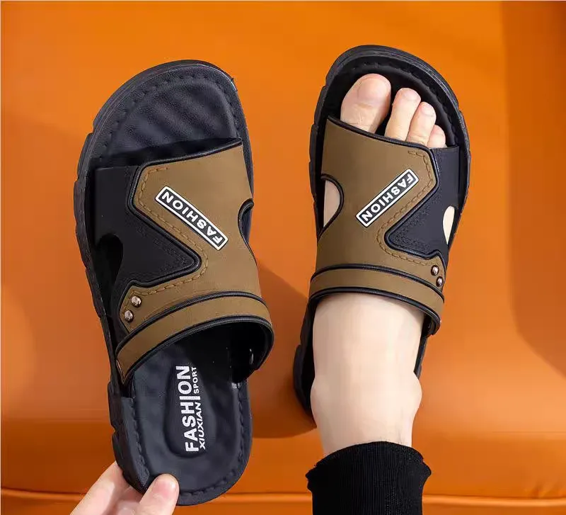 Buy genuine men's and boys' brown natural leather summer sandals Buy genuine men's and boys' brown leather summer sandals