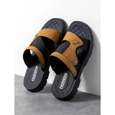 Original men's and boys' brown leather summer sandal photo