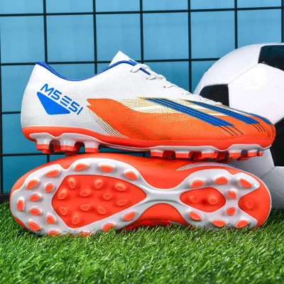 Genuine leather women's and girls' football shoes with studded soles