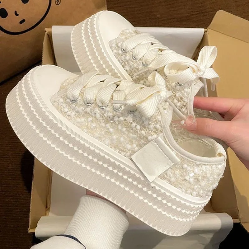 Imported wedding sneakers with platform sole Imported bridal platform sneakers photo