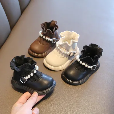 Girls' original elastic high-heeled dress shoes